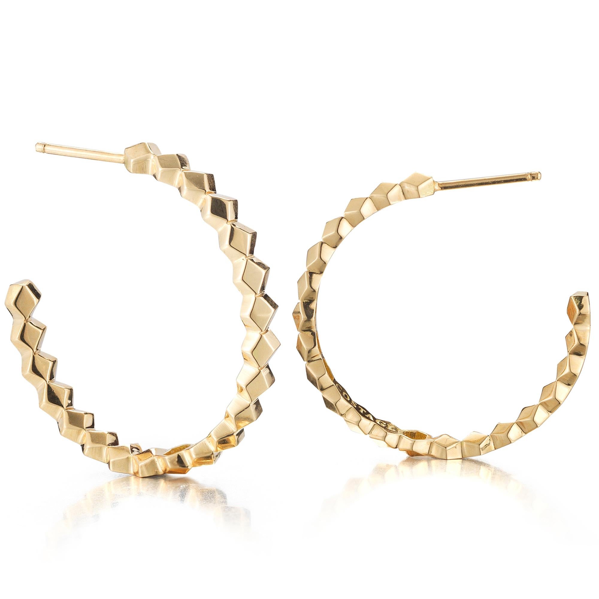 Contemporary Paolo Costagli 18 Karat Yellow Gold Brillante Hoop Earrings, Medium For Sale