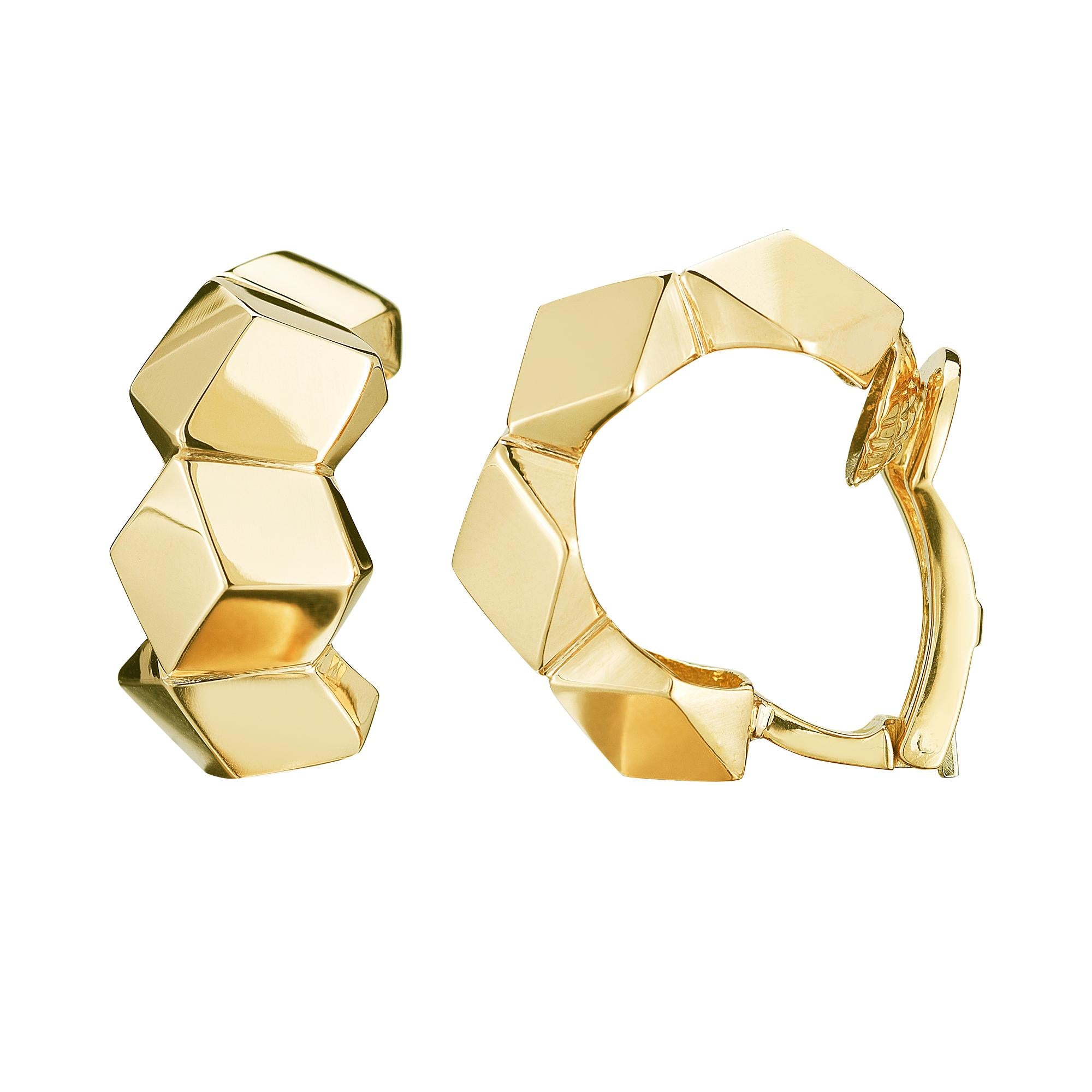 Paolo Costagli 18 Karat Yellow Gold Brillante Huggie Earrings For Sale