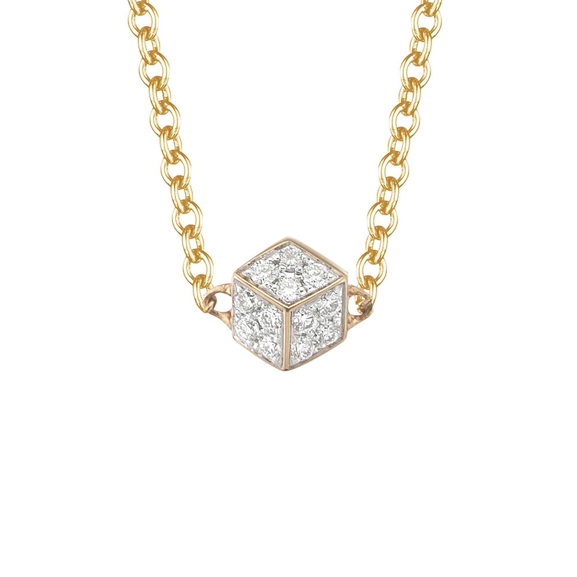 High polish 18kt yellow gold Brillante® 'Natalie' pendant necklace with pave-set round brilliant diamonds.

Translated from a quintessential Venetian motif, the Brillante® jewelry collection combines strong jewelry design, cutting edge technology