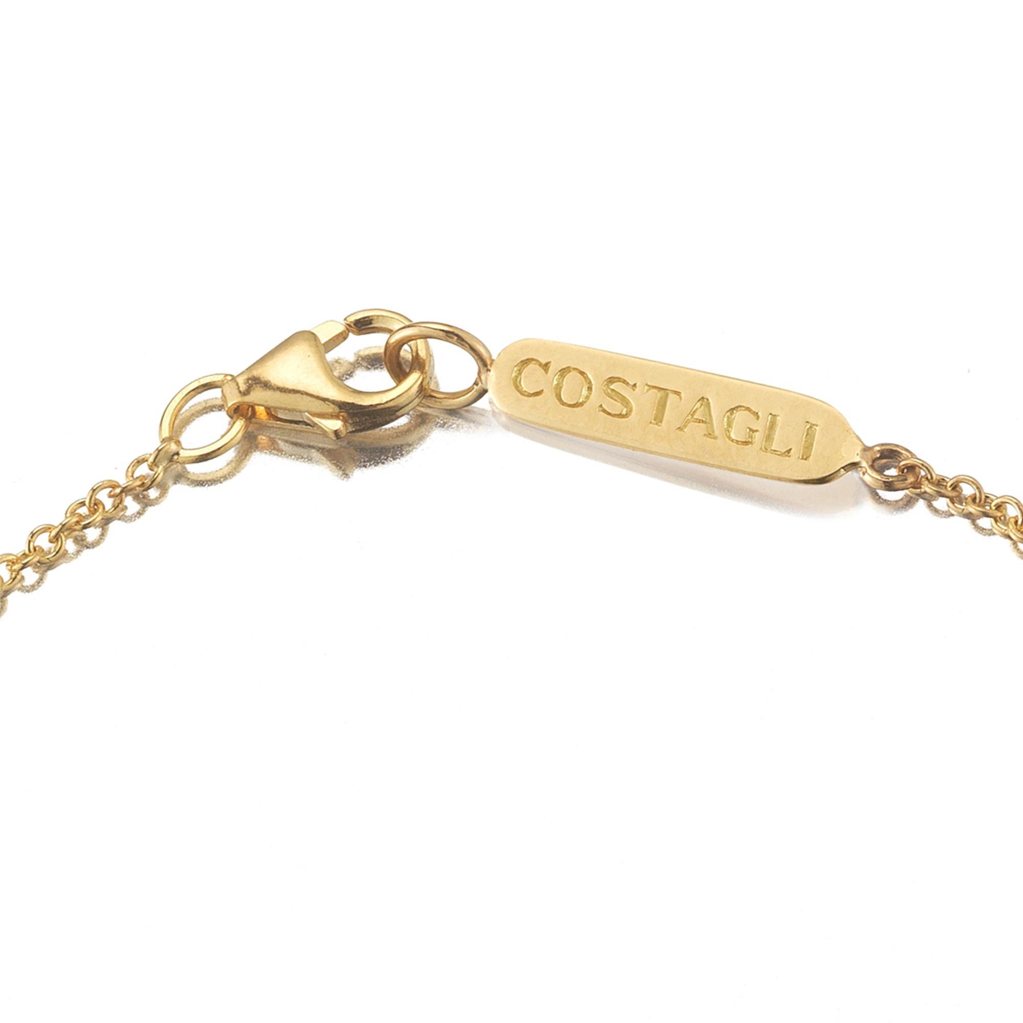 Round Cut Paolo Costagli 18 Karat Yellow Gold Brillante 'Natalie' Diamond Pendant Necklace For Sale