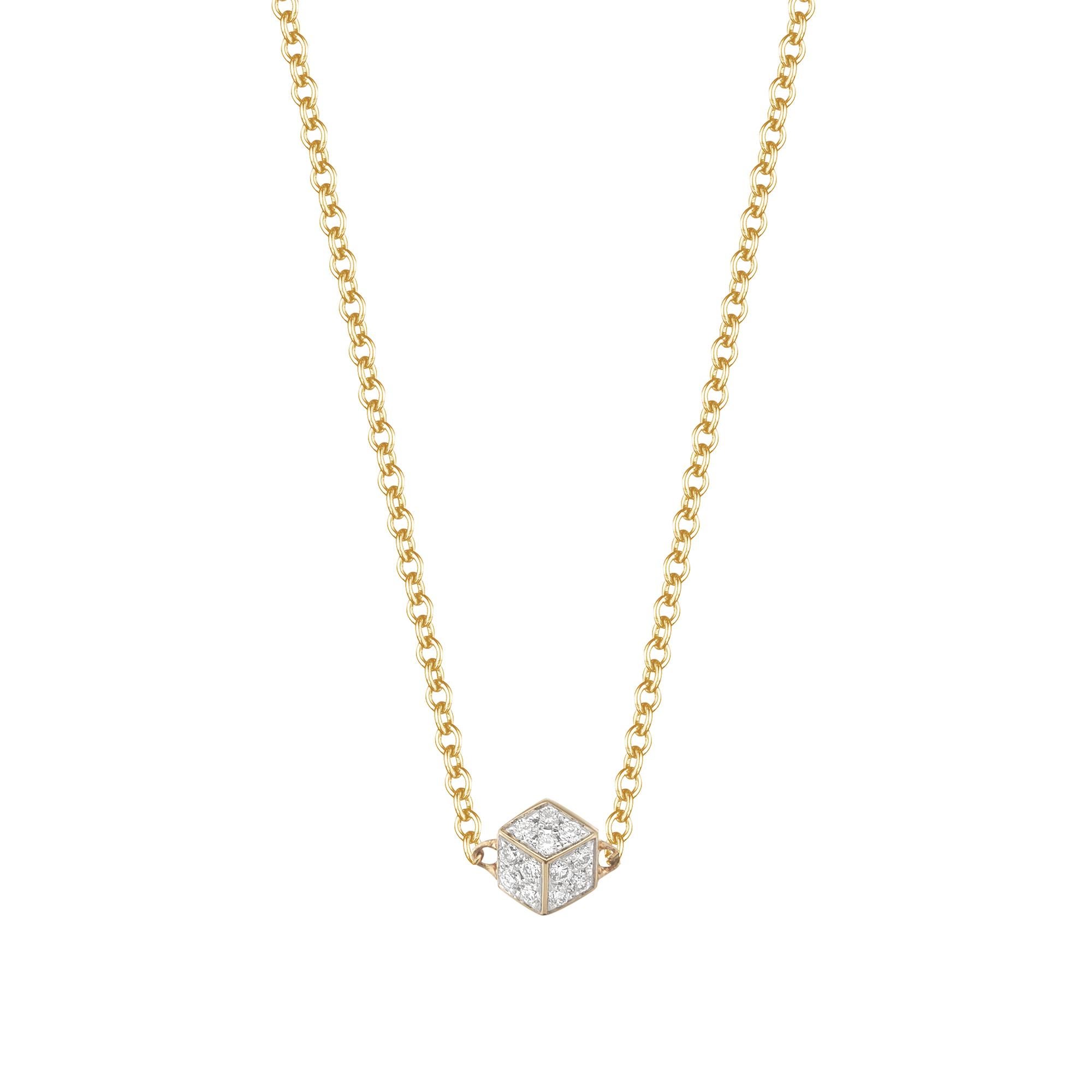 Paolo Costagli 18 Karat Yellow Gold Brillante 'Natalie' Diamond Pendant Necklace For Sale