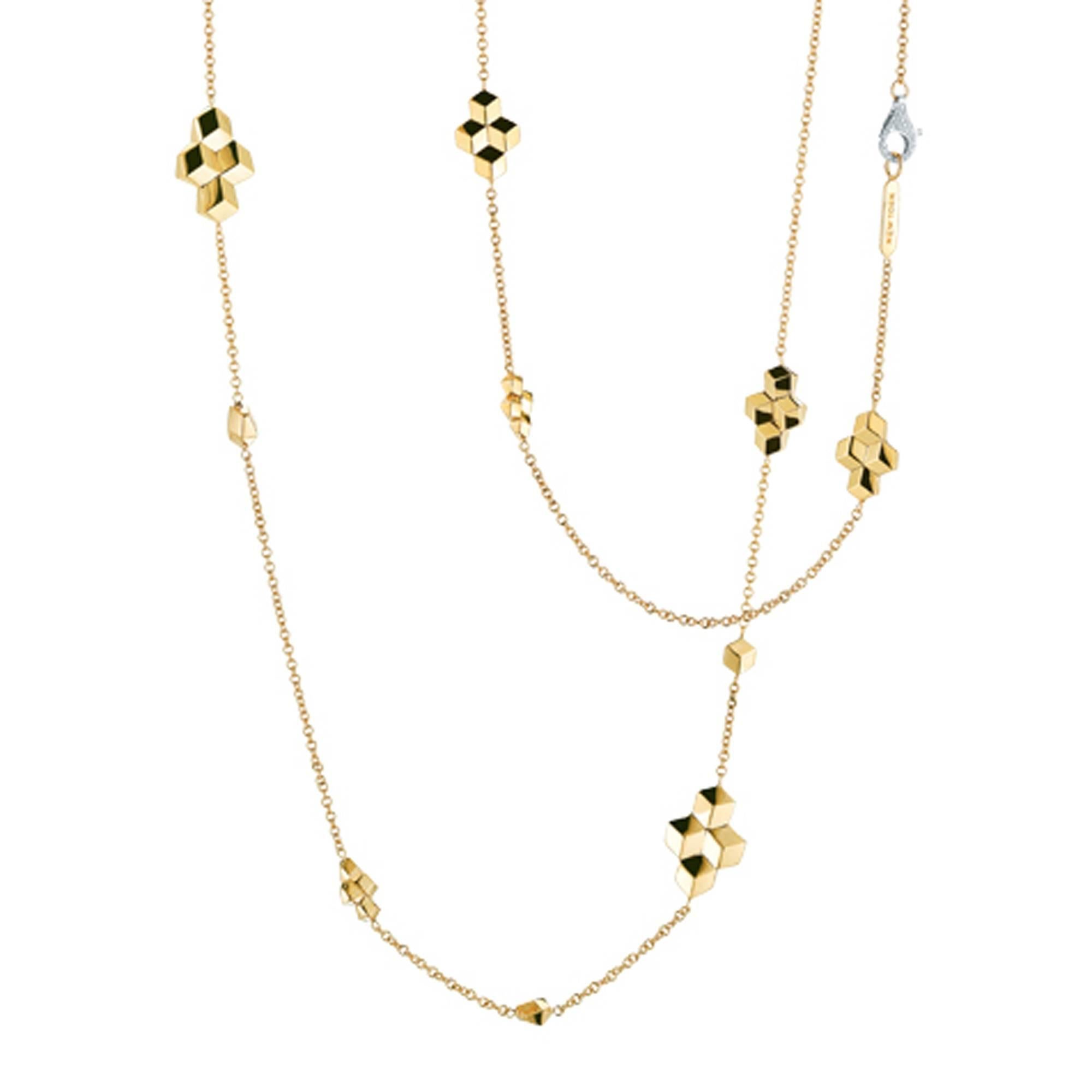Paolo Costagli 18 Karat Yellow Gold Brillante Sautoir Diamond Clasp Necklace For Sale