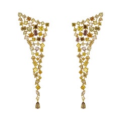 18 Karat Yellow Gold Brown Diamond Dangle Earring
