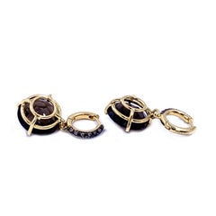 18 Karat Yellow Gold Brown Diamonds and Smokey Quartz Garavelli Earrings