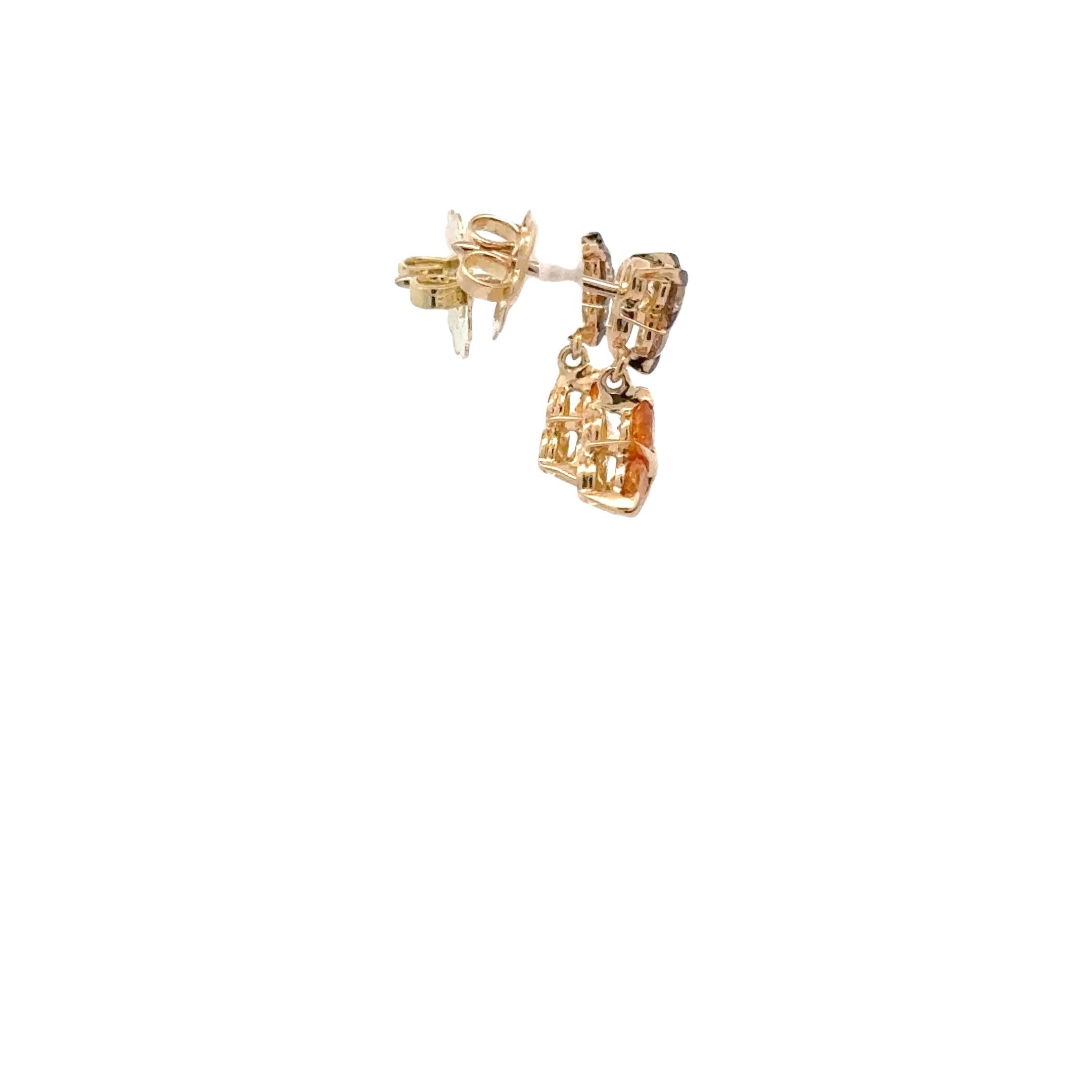 Or jaune 18 carats Diamants Brown et saphirs jaunes Garavelli  Boucles d'oreilles Neuf - En vente à Valenza, IT
