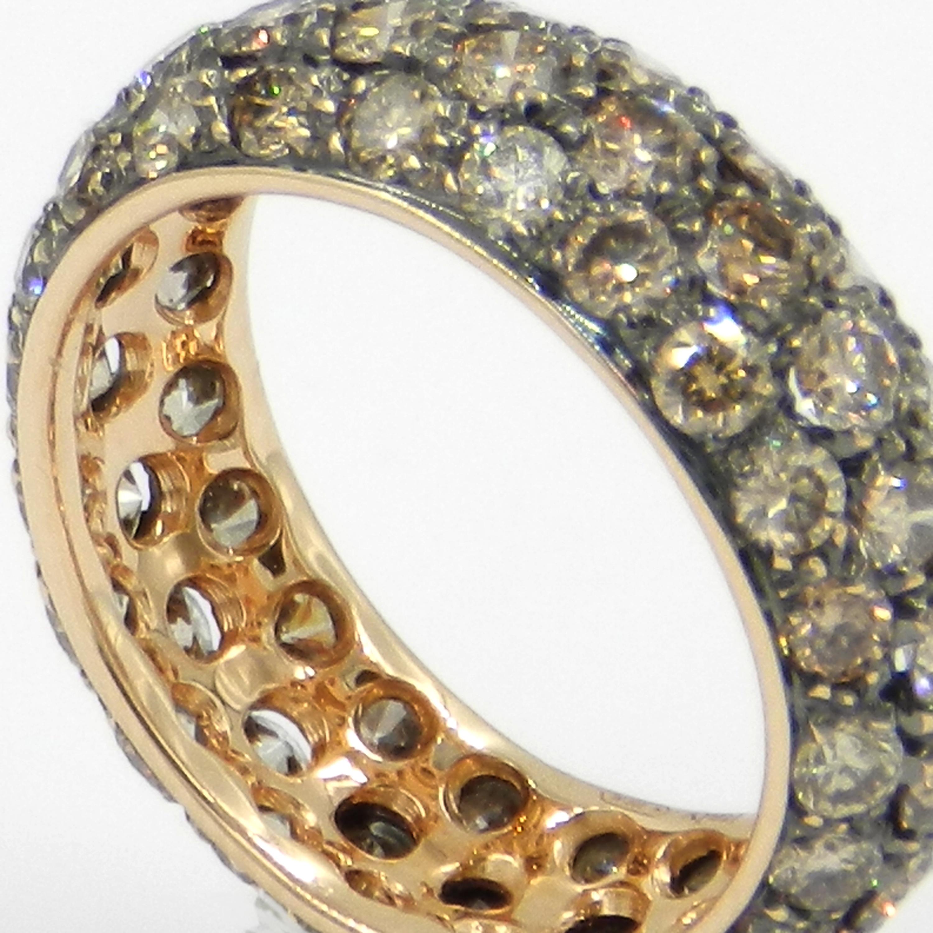 18 Karat Yellow Gold Brown Diamonds Eternal Garavelli Band Ring In New Condition For Sale In Valenza, IT