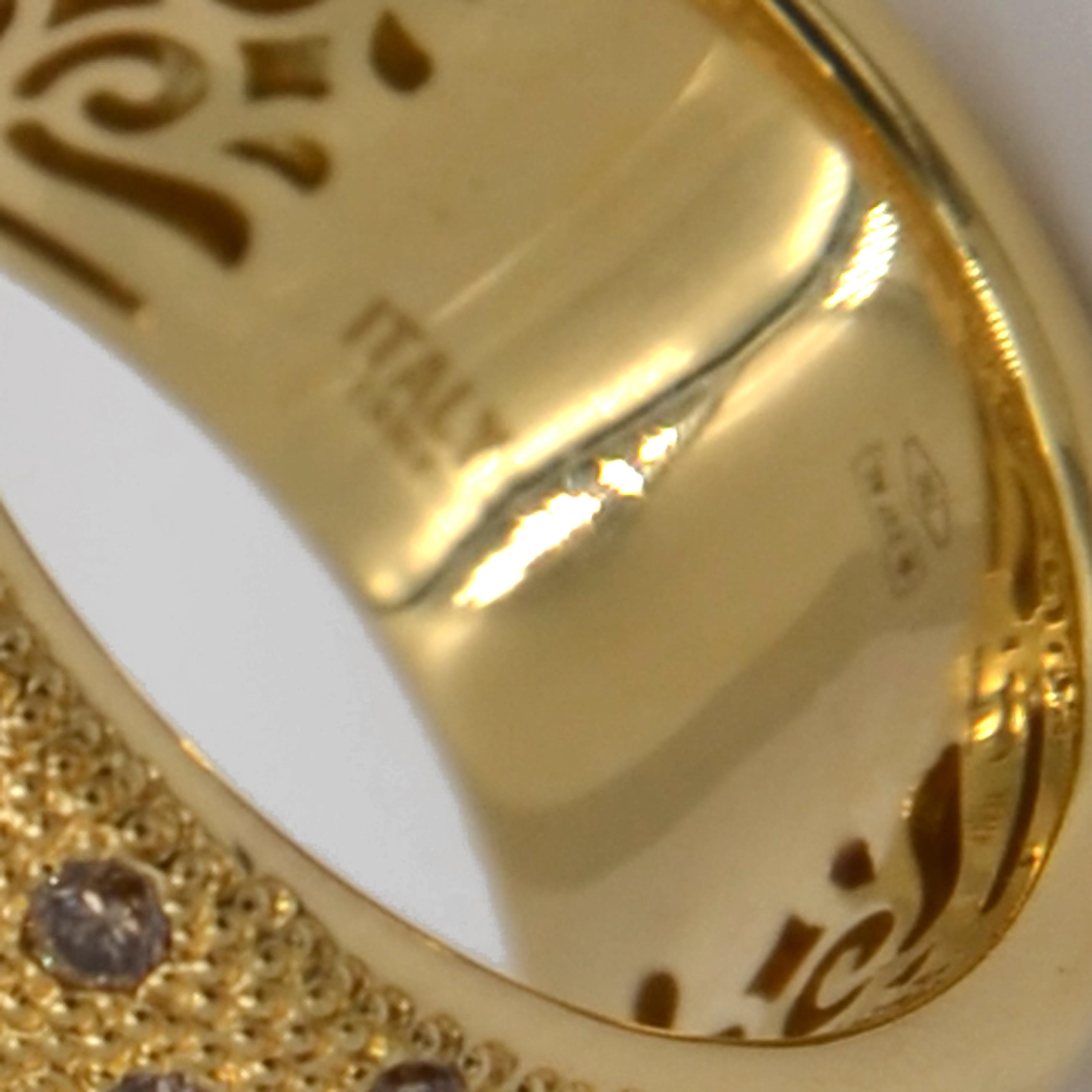 Women's or Men's 18 Karat Yellow Gold Brown Diamonds Garavelli Band Ring