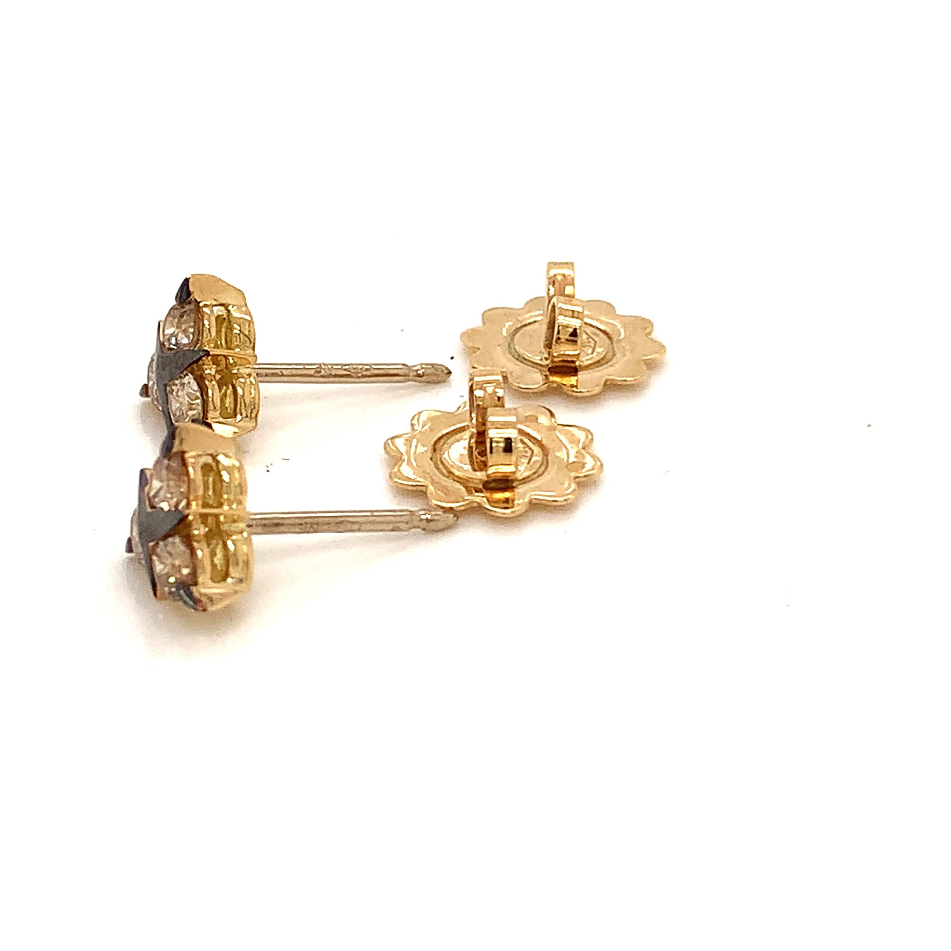 18 Karat Yellow Gold Brown Diamonds Garavelli Earrings For Sale 6