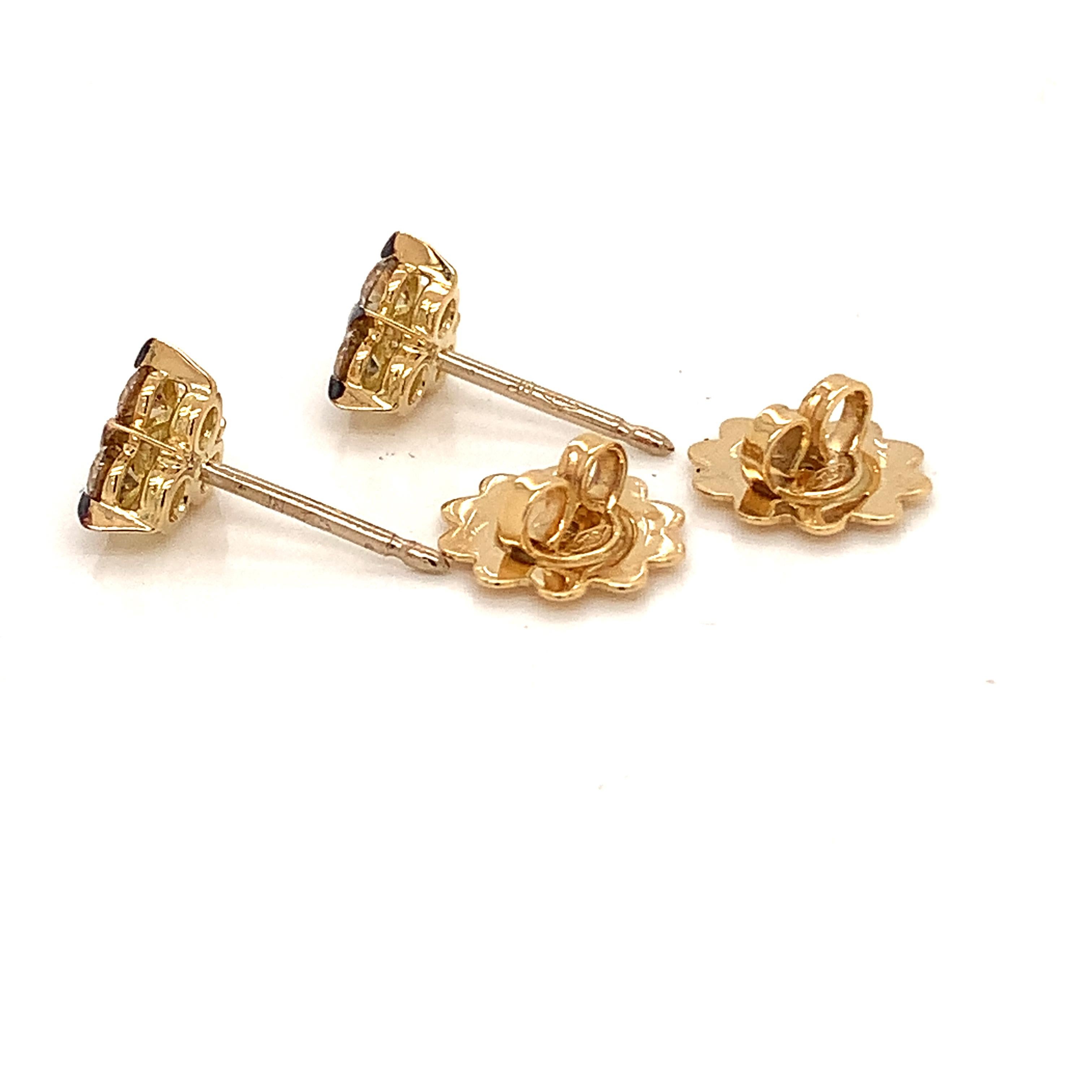 Round Cut 18 Karat Yellow Gold Brown Diamonds Garavelli Earrings For Sale