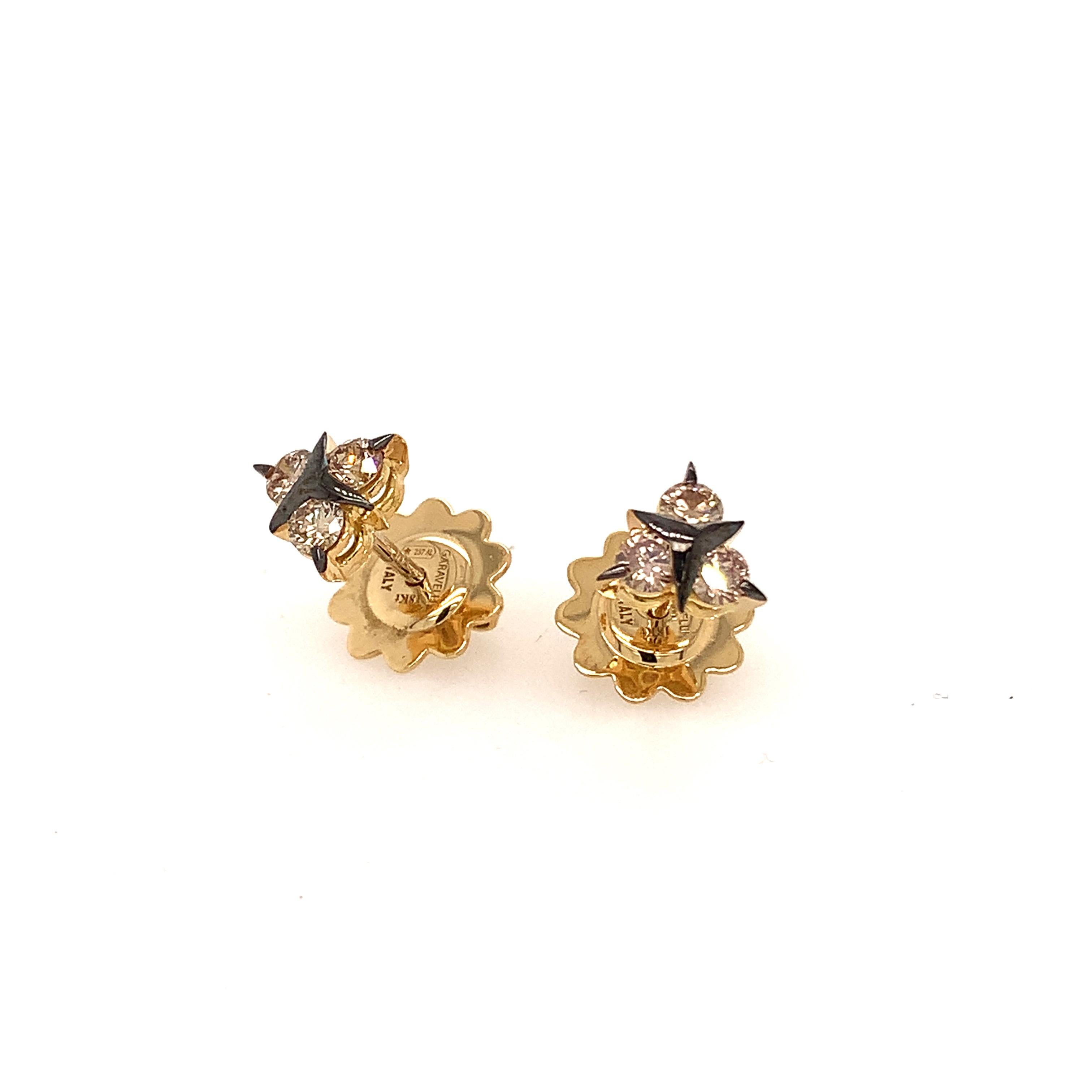 18 Karat Yellow Gold Brown Diamonds Garavelli Earrings In New Condition For Sale In Valenza, IT