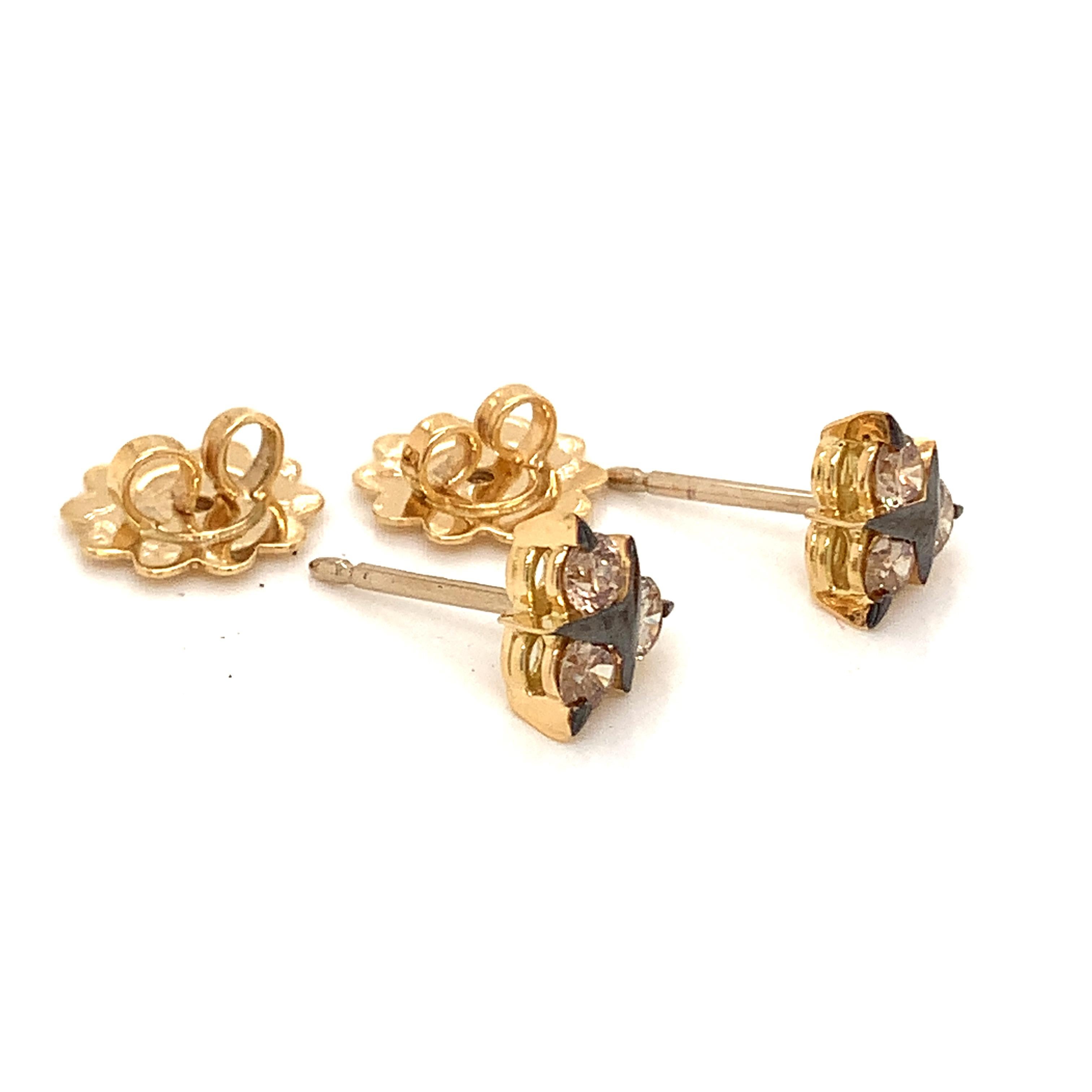 Women's 18 Karat Yellow Gold Brown Diamonds Garavelli Earrings For Sale