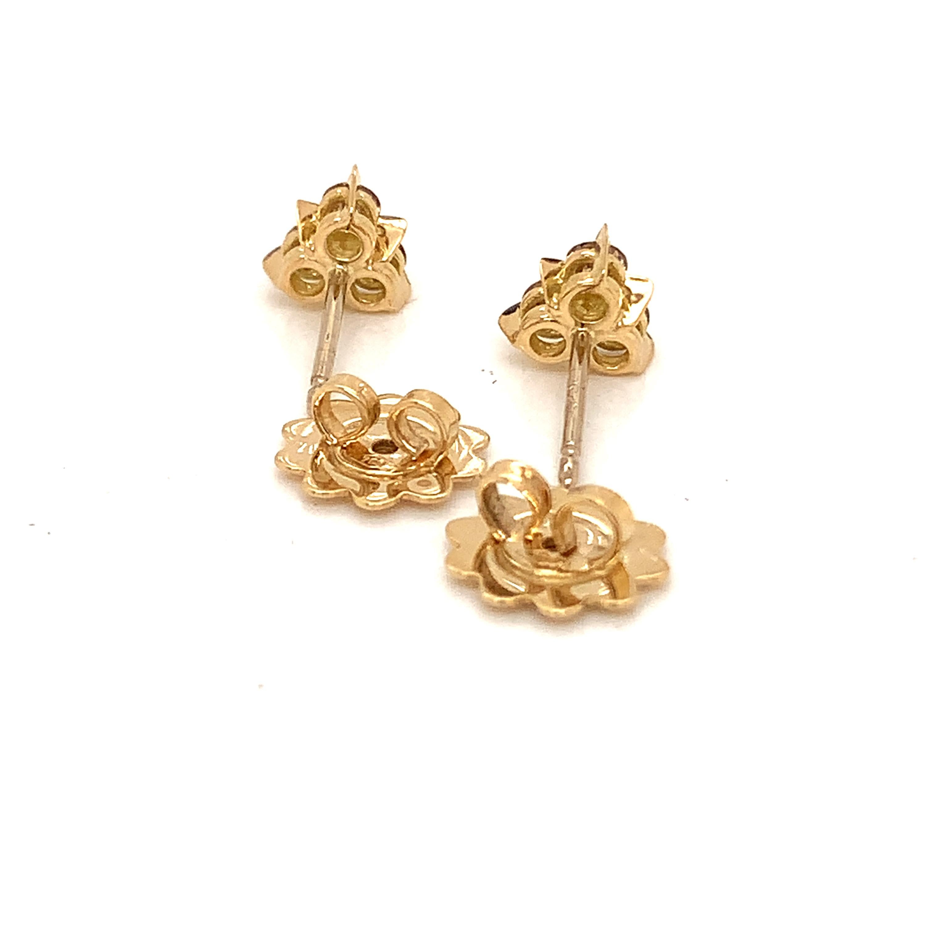 18 Karat Yellow Gold Brown Diamonds Garavelli Earrings For Sale 2