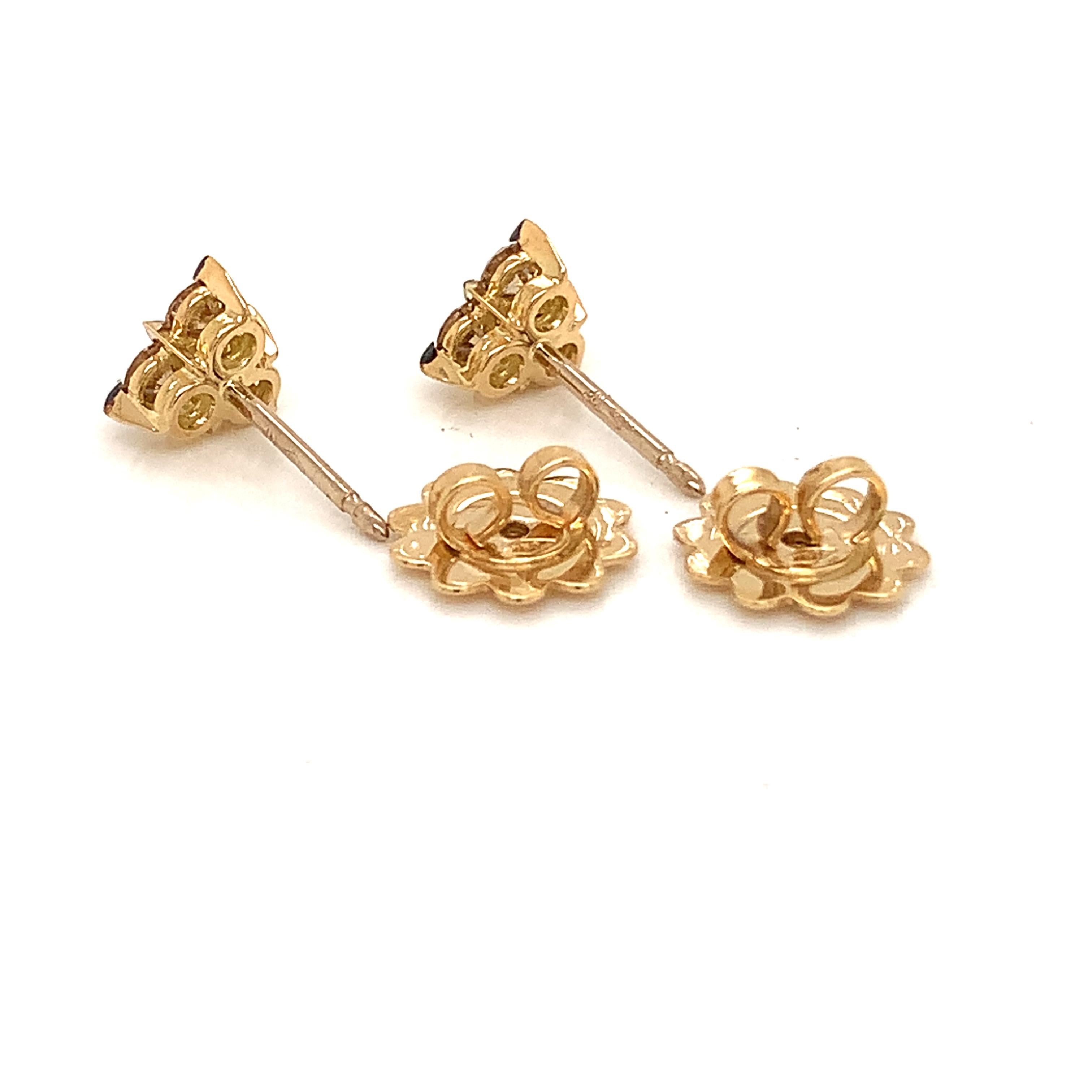 18 Karat Yellow Gold Brown Diamonds Garavelli Earrings For Sale 3