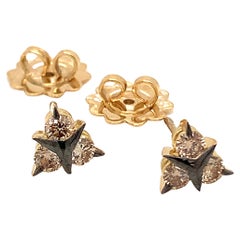 18 Karat Yellow Gold Brown Diamonds Garavelli Earrings