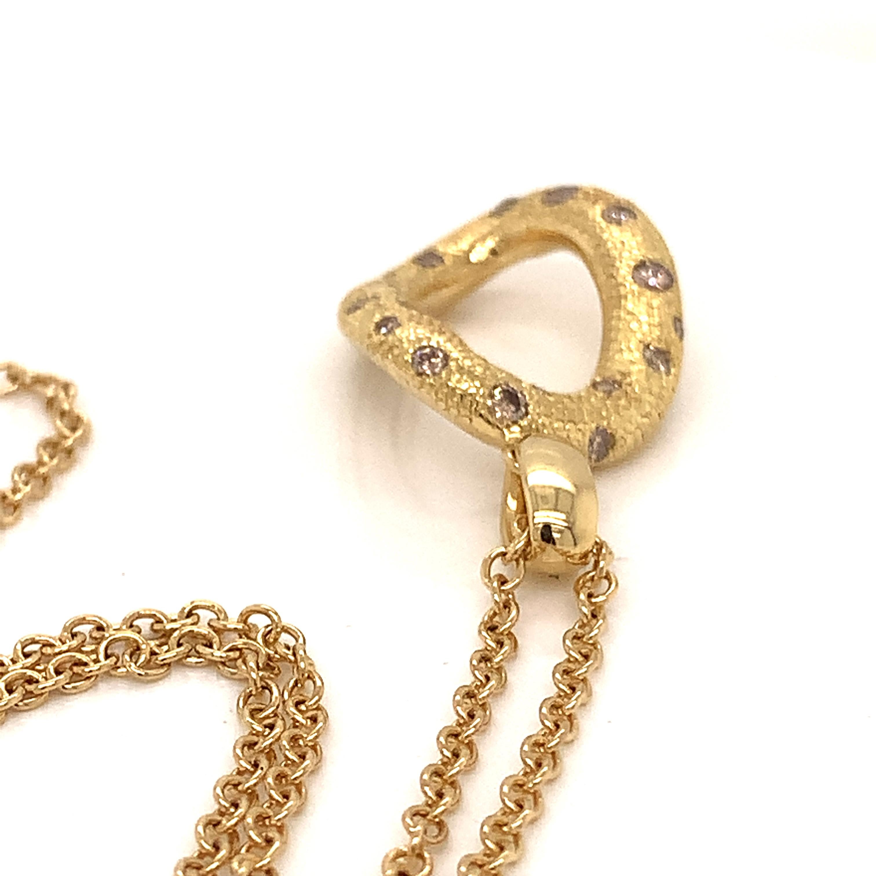 18 Karat Yellow Gold Brown Diamonds Garavelli Pendant with Chain In New Condition In Valenza, IT