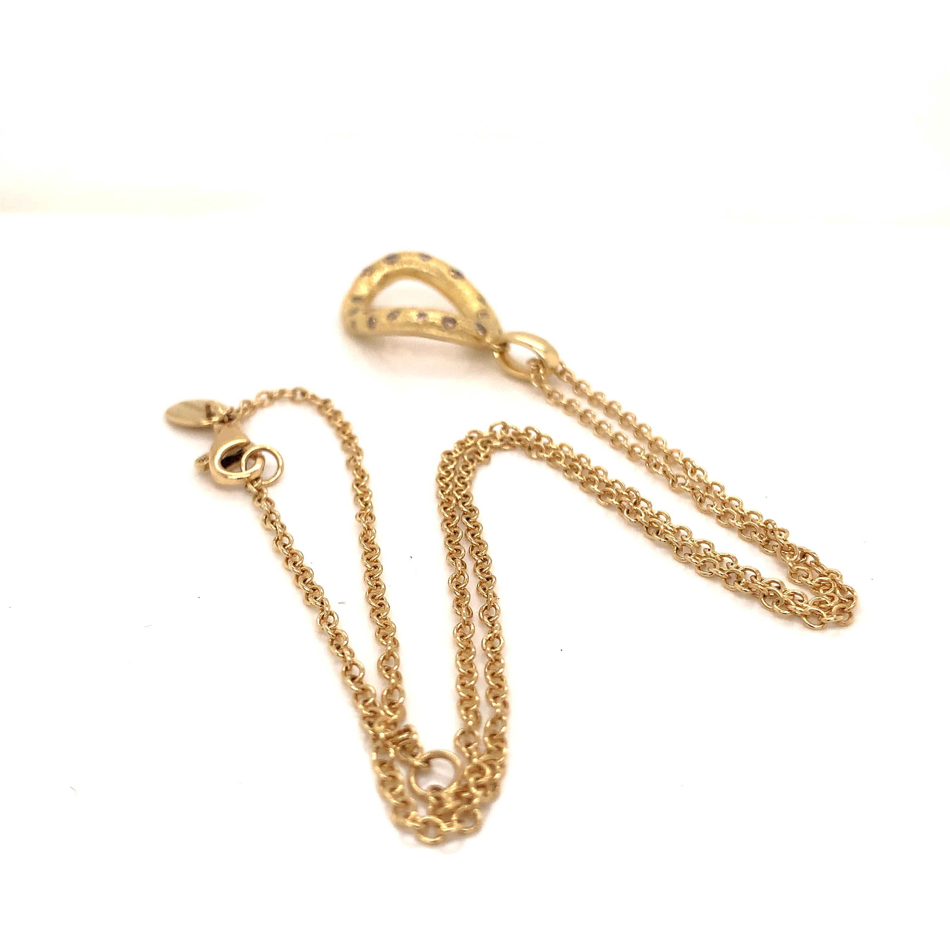 Women's or Men's 18 Karat Yellow Gold Brown Diamonds Garavelli Pendant with Chain