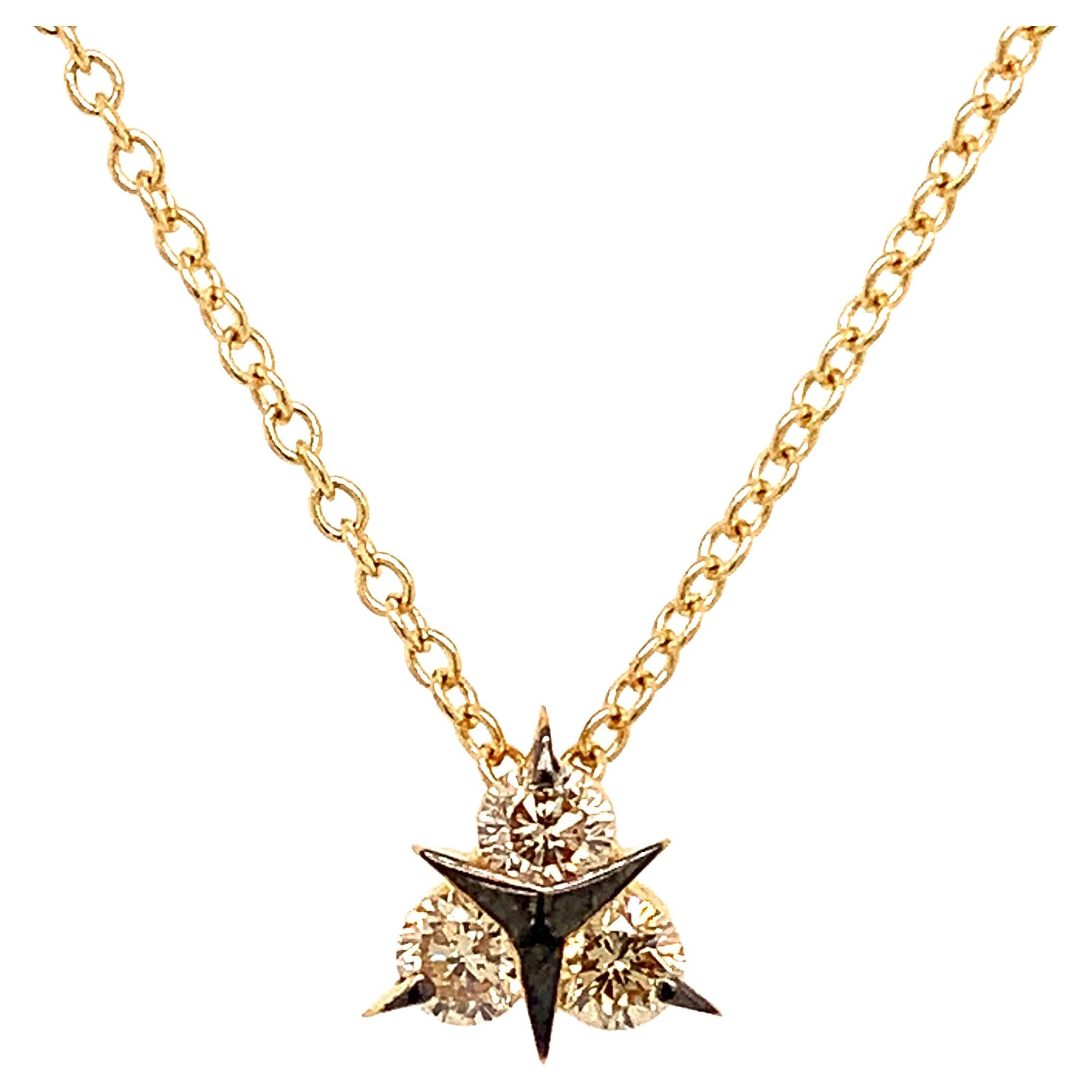 18 Karat Yellow Gold Brown Diamonds Garavelli Pendant with Chain For Sale