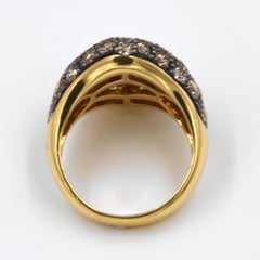 18 Karat Yellow Gold Brown Diamonds Pavè Domed Garavelli Ring
