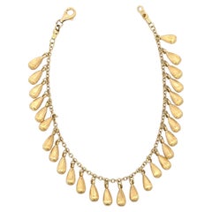 18 Karat Yellow Gold Brush Finished Tear Drop Link Bracelet 12.6 Grams