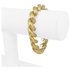 18 Karat Yellow Gold Brushed Finish San Marco Link Bracelet Italy