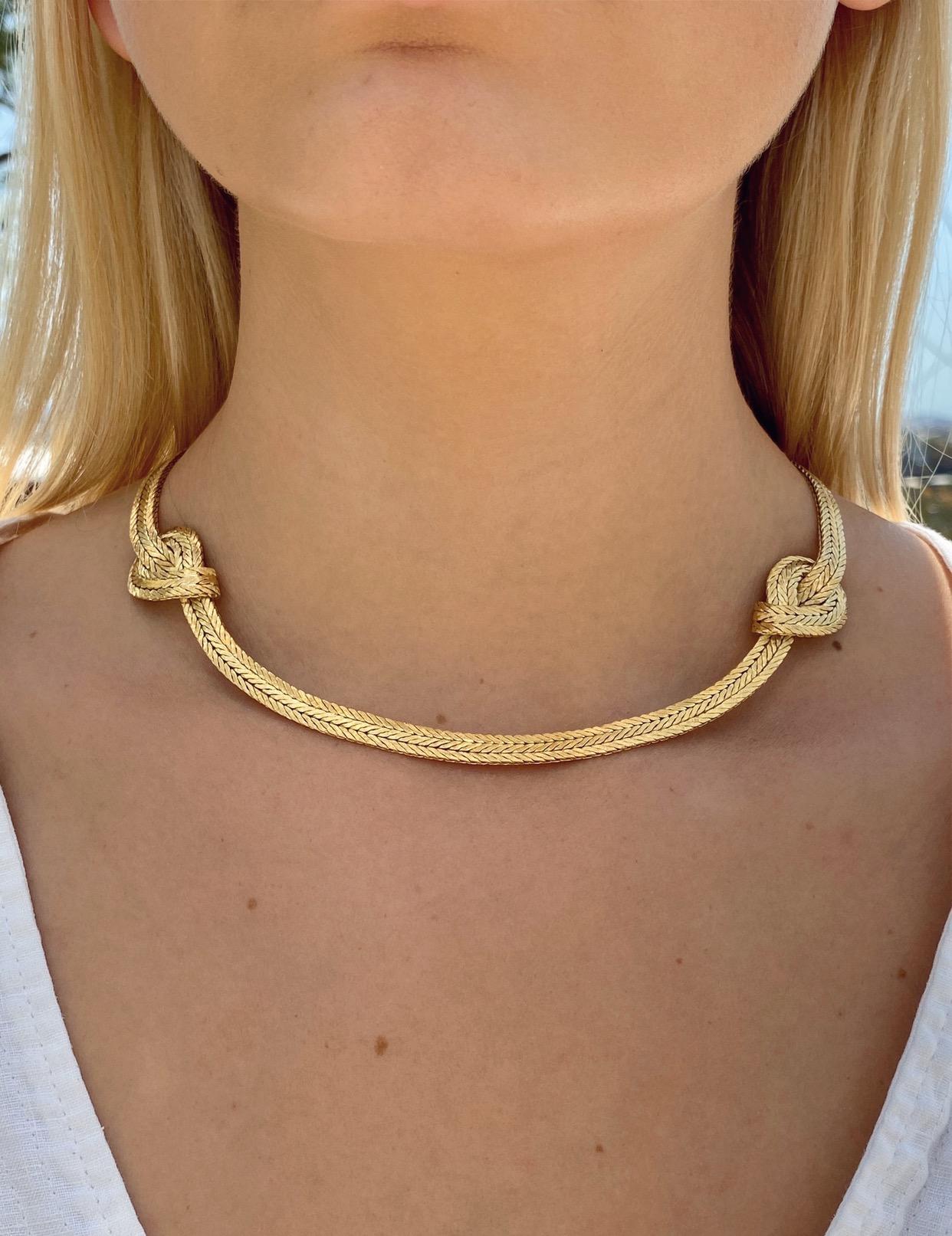 18 Karat Yellow Gold Buccellati Oro Double Knot Necklace For Sale 3