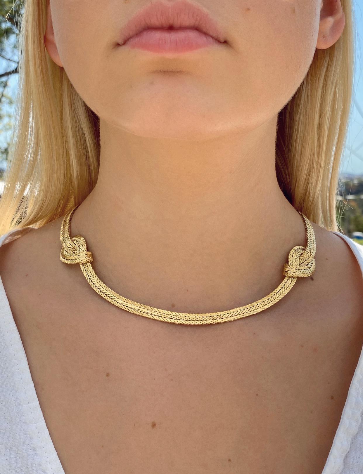18 Karat Yellow Gold Buccellati Oro Double Knot Necklace For Sale 4