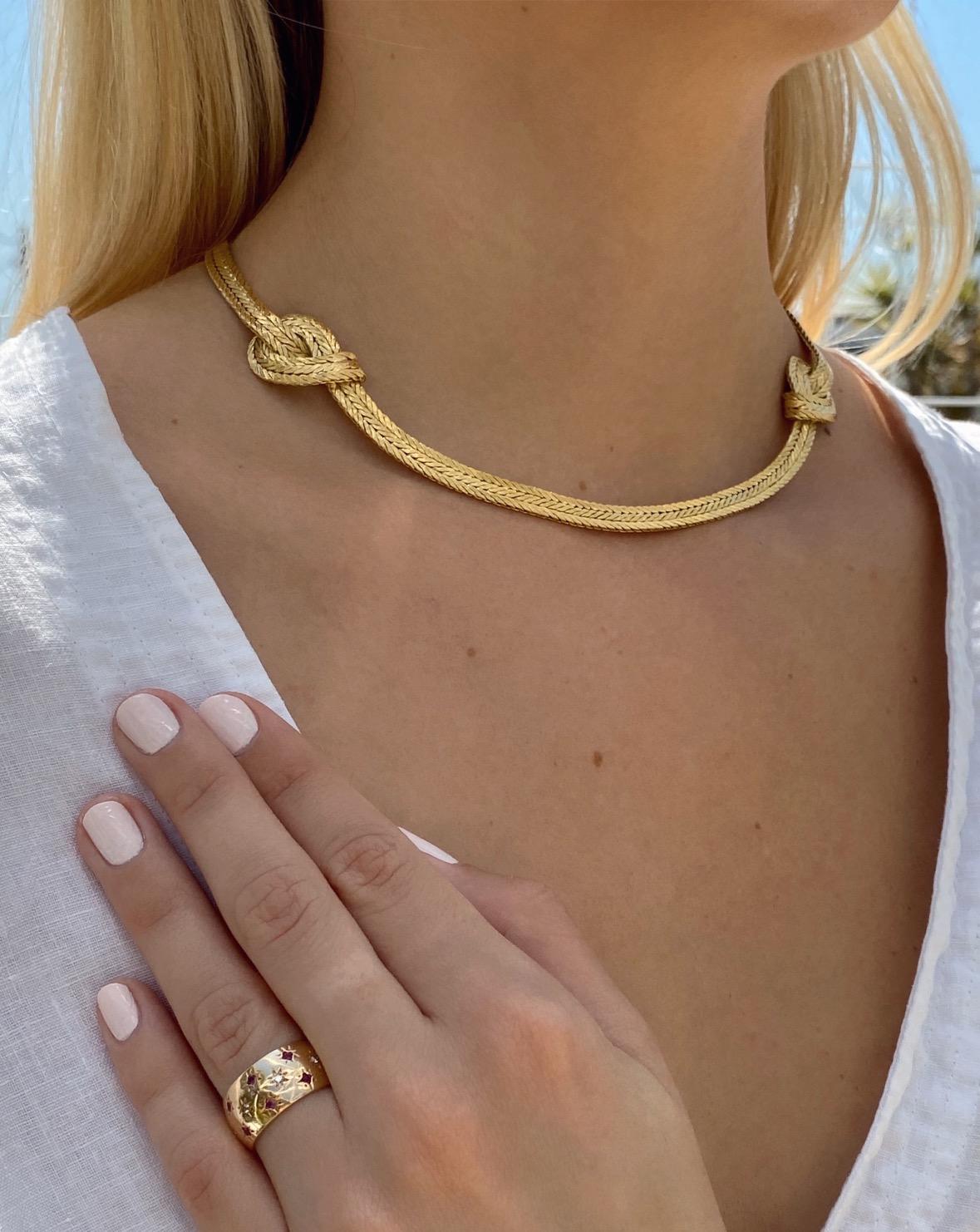18 Karat Yellow Gold Buccellati Oro Double Knot Necklace For Sale 6