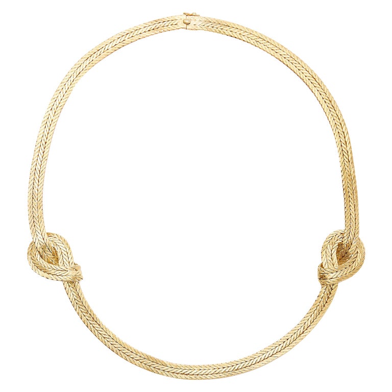 18 Karat Yellow Gold Buccellati Oro Double Knot Necklace For Sale