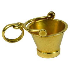18 Karat Yellow Gold Bucket Charm Pendant