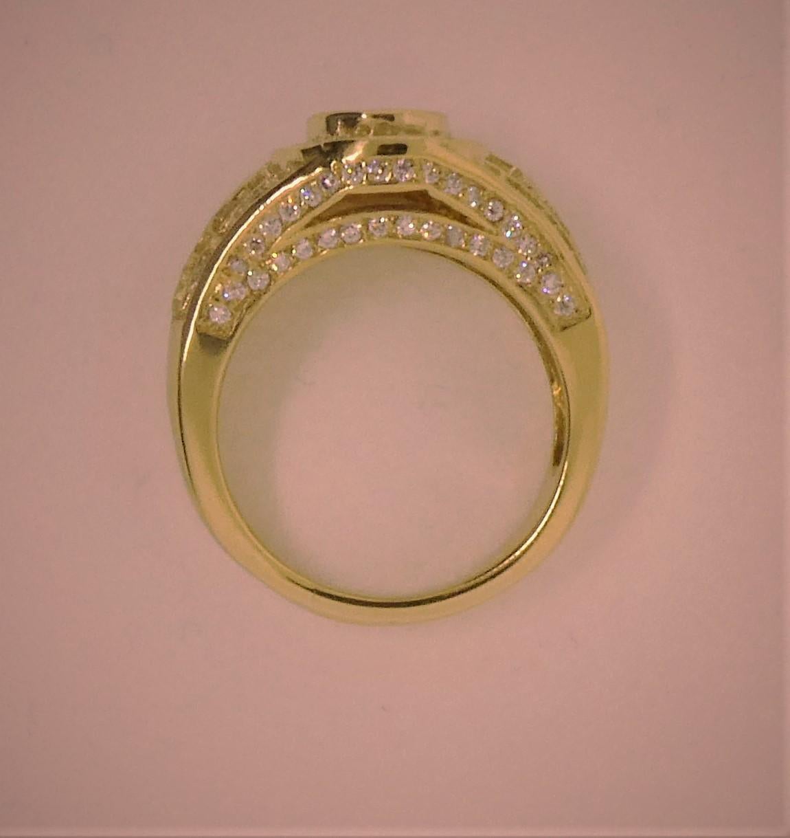 Contemporary 18 Karat Yellow Gold, Burmese Ruby '0.85 Carat' and Diamond '1.62 Carat' Ring