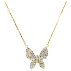 18 Karat Yellow Gold Butterfly Large Diamond Necklace '1/2 Carat'