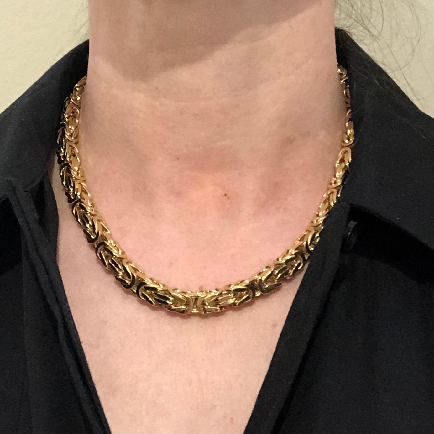 18 Karat Yellow Gold Byzantine Chain Necklace by Bucherer 1