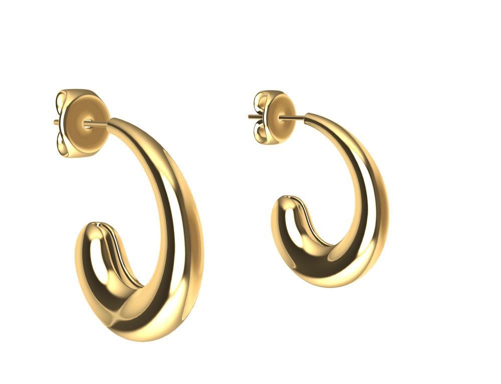 18 Karat Yellow Gold C Hoop Teardrop Earrings Medium , Less is more. This design can last you 20 years or more. Designing for Tiffanys taught me the essence of the sublime.  Simplicity. keep it simple silly.
These are hollow hoops 3d printed