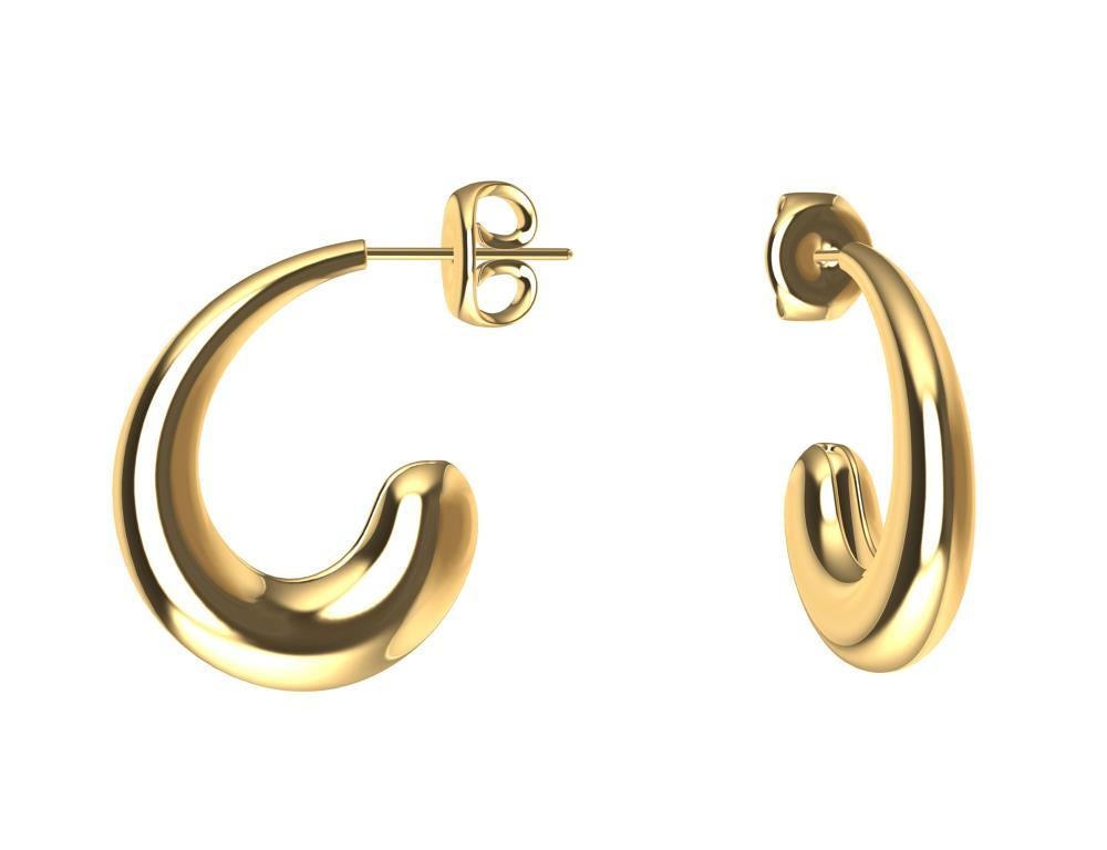 Contemporain Boucles d'oreilles en forme de goutte d'eau C-Hoop en or jaune 18 carats en vente