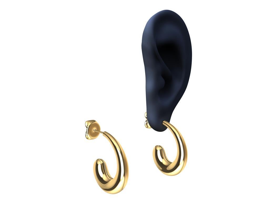 18 Karat Yellow Gold C-Hoop Teardrop Earrings In New Condition For Sale In New York, NY