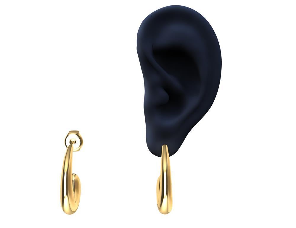 Women's 18 Karat Yellow Gold C-Hoop Hollow Teardrop Earrings For Sale