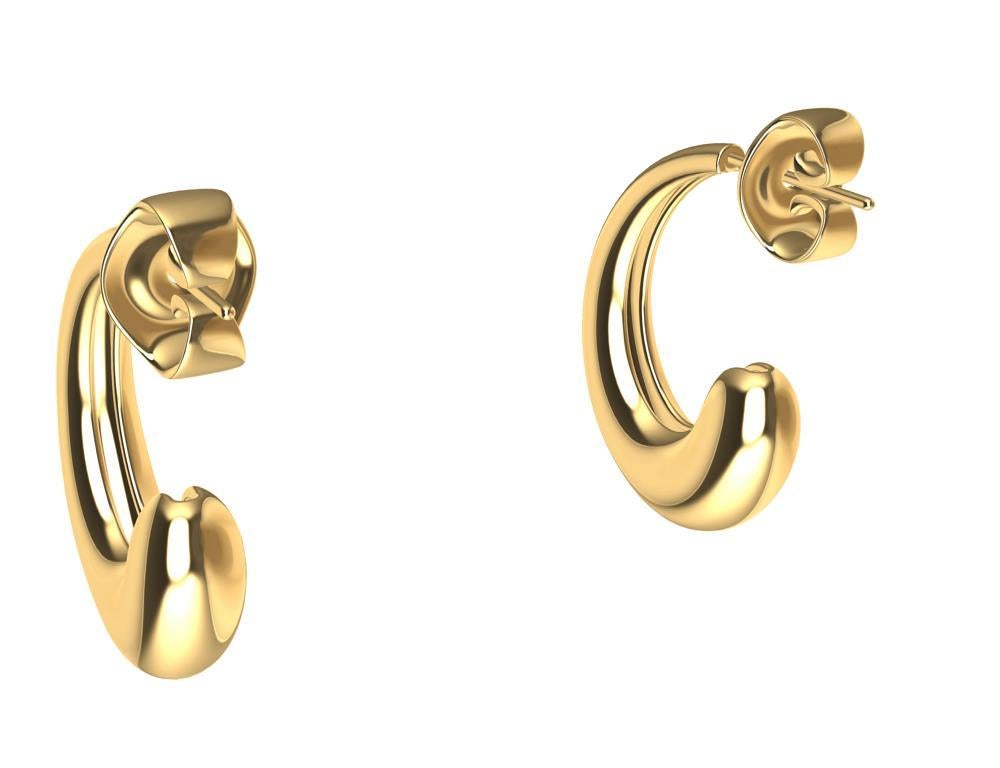 18 Karat Yellow Gold C-Hoop Teardrop Earrings For Sale 1