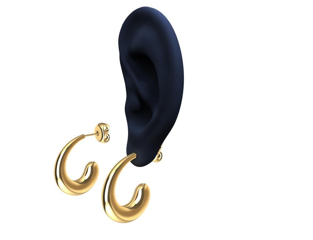 18 Karat Yellow Gold C-Hoop Teardrop Earrings For Sale 2