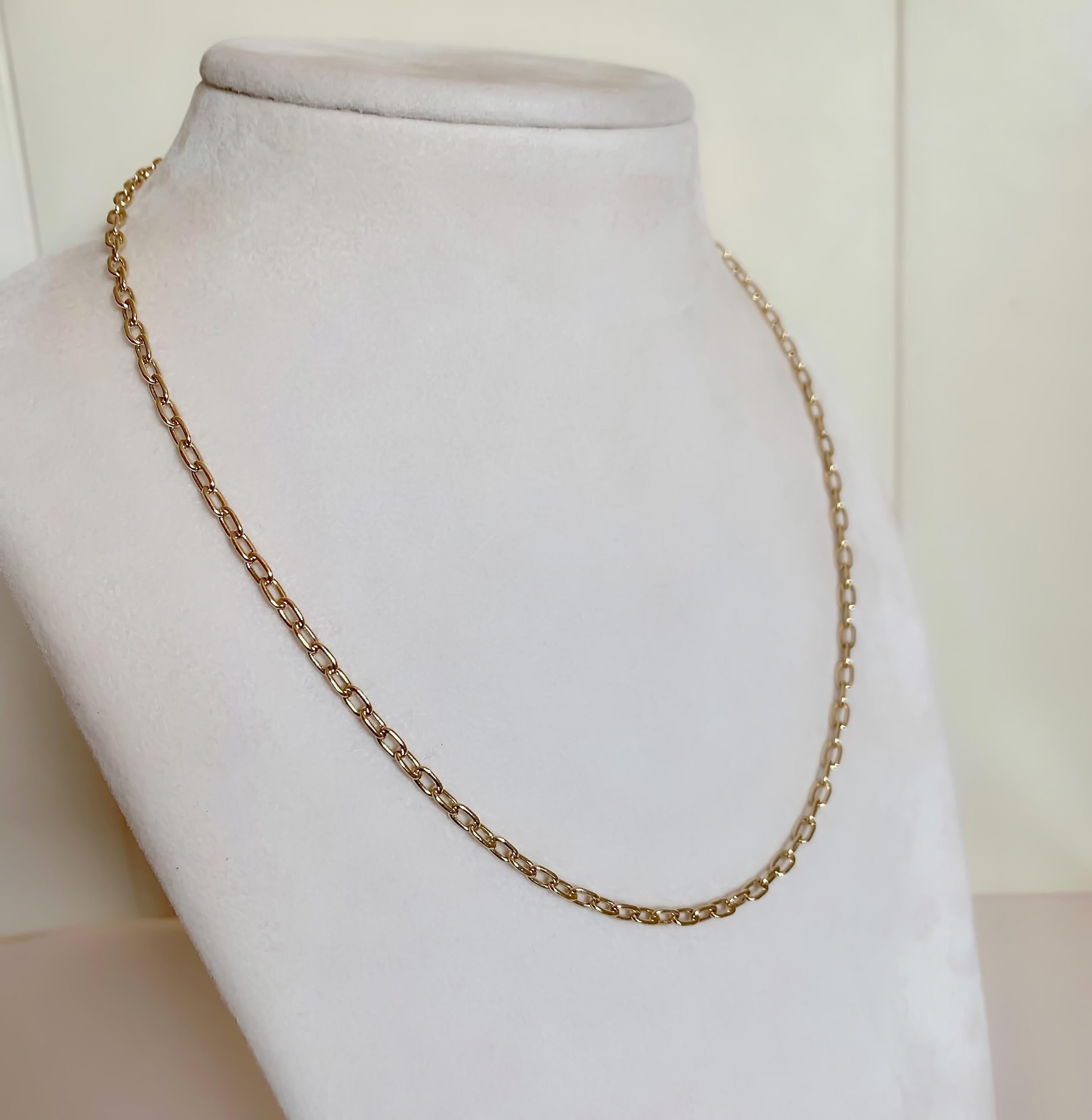 18 Karat Yellow Gold Cable Link Chain Necklace In New Condition For Sale In London, GB