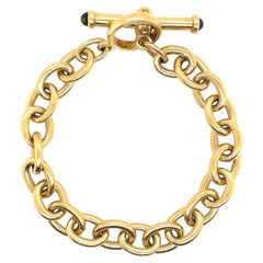 18 Karat Yellow Gold Cable Peridot Bracelet Signed Vahe Naltchayan USA 52 Grams