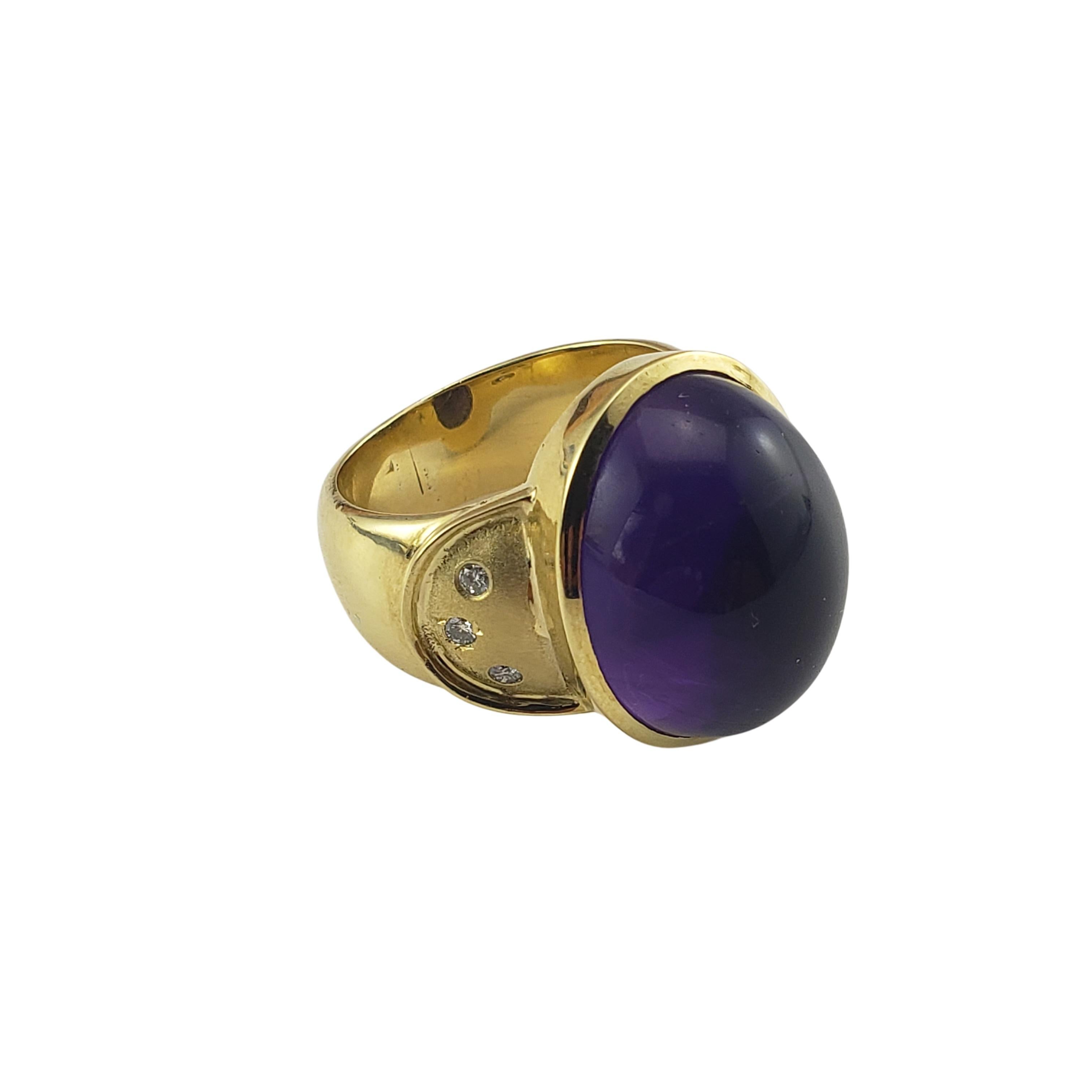 Brilliant Cut 18 Karat Yellow Gold Cabochon Amethyst and Diamond Ring  For Sale