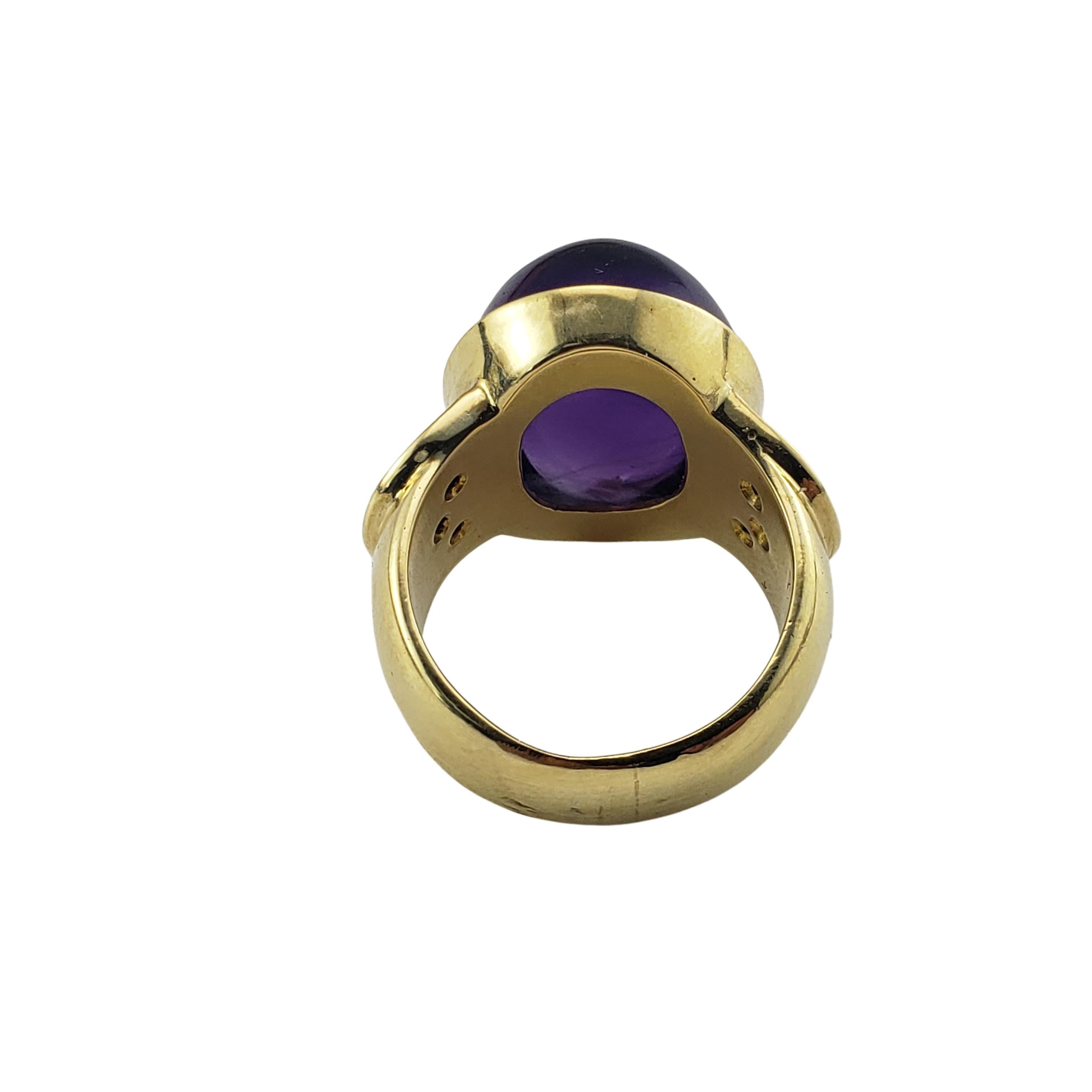 Women's 18 Karat Yellow Gold Cabochon Amethyst and Diamond Ring  For Sale