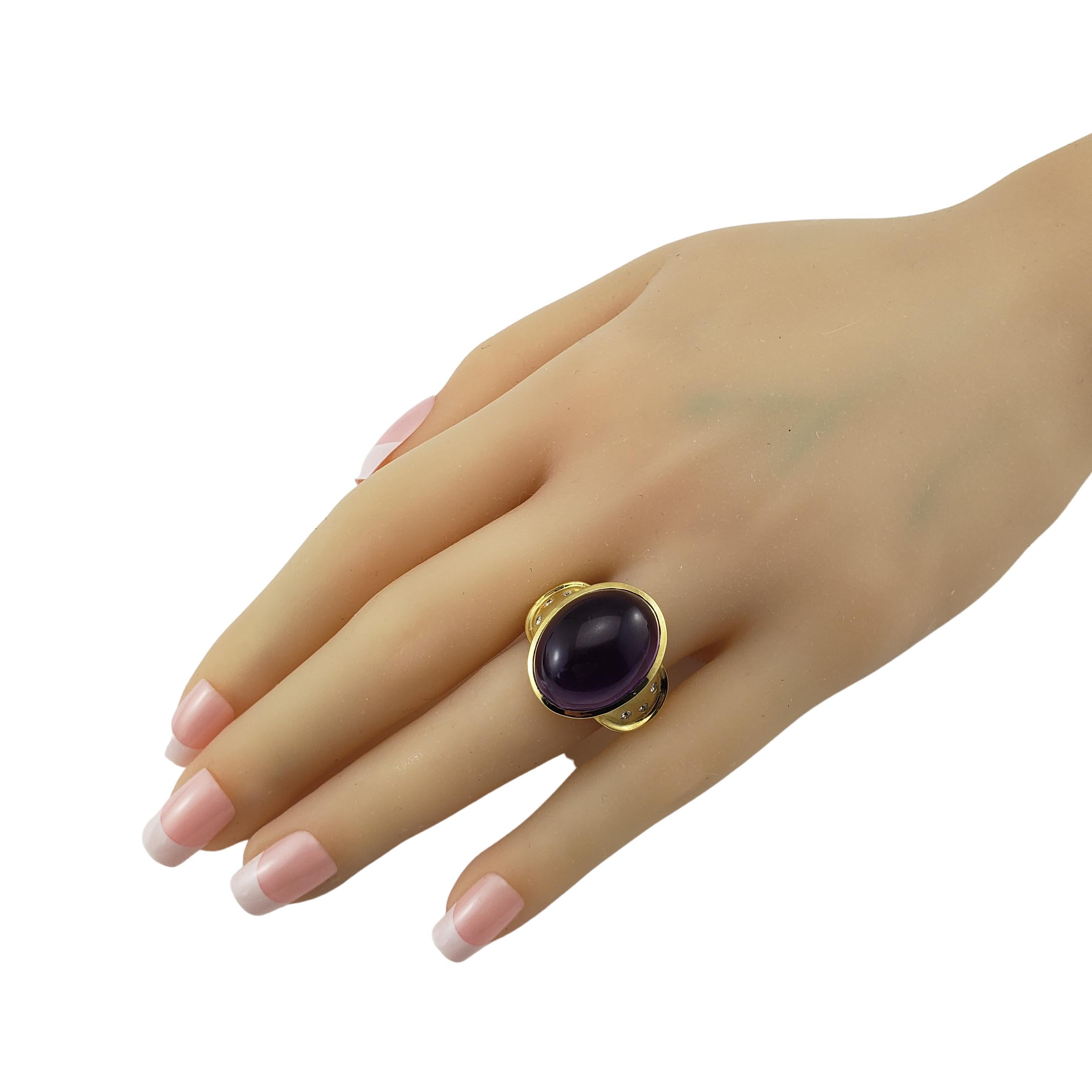 18 Karat Yellow Gold Cabochon Amethyst and Diamond Ring  For Sale 2