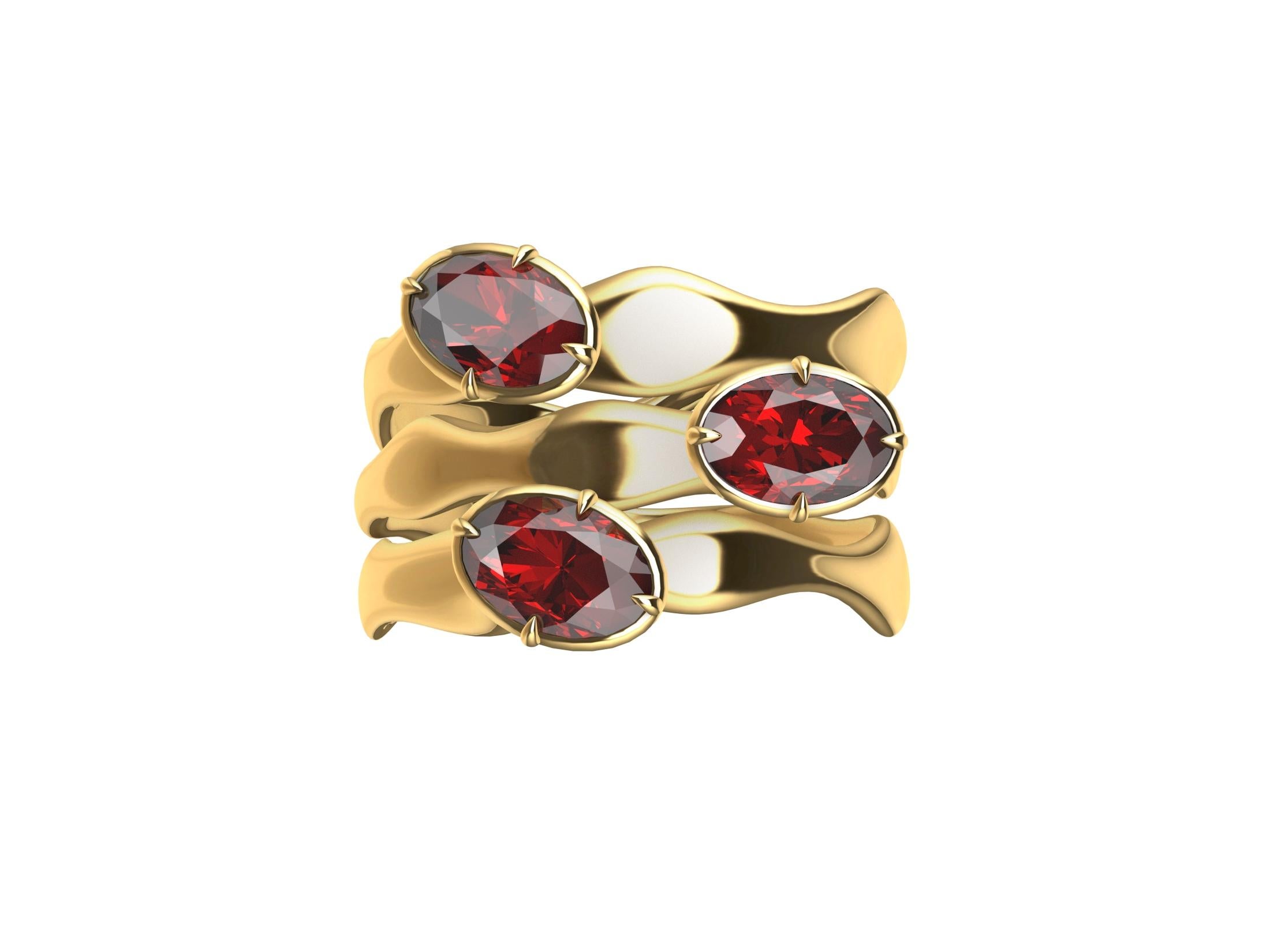 Anello con rubino cactus in oro giallo 18 carati 2