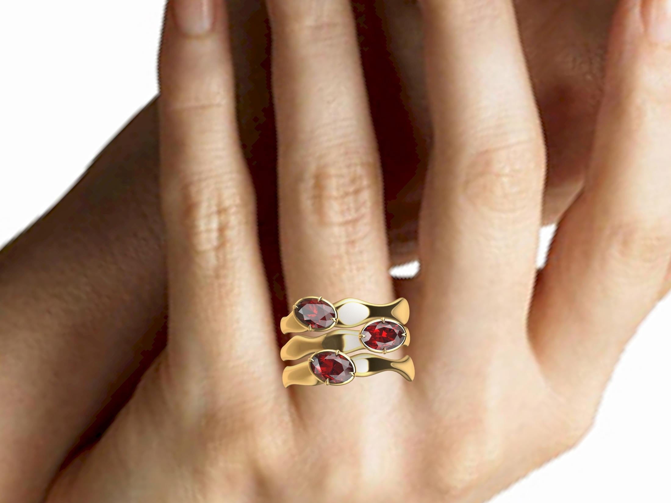 Contemporary 18 Karat Yellow Gold Cactus Ruby Ring For Sale