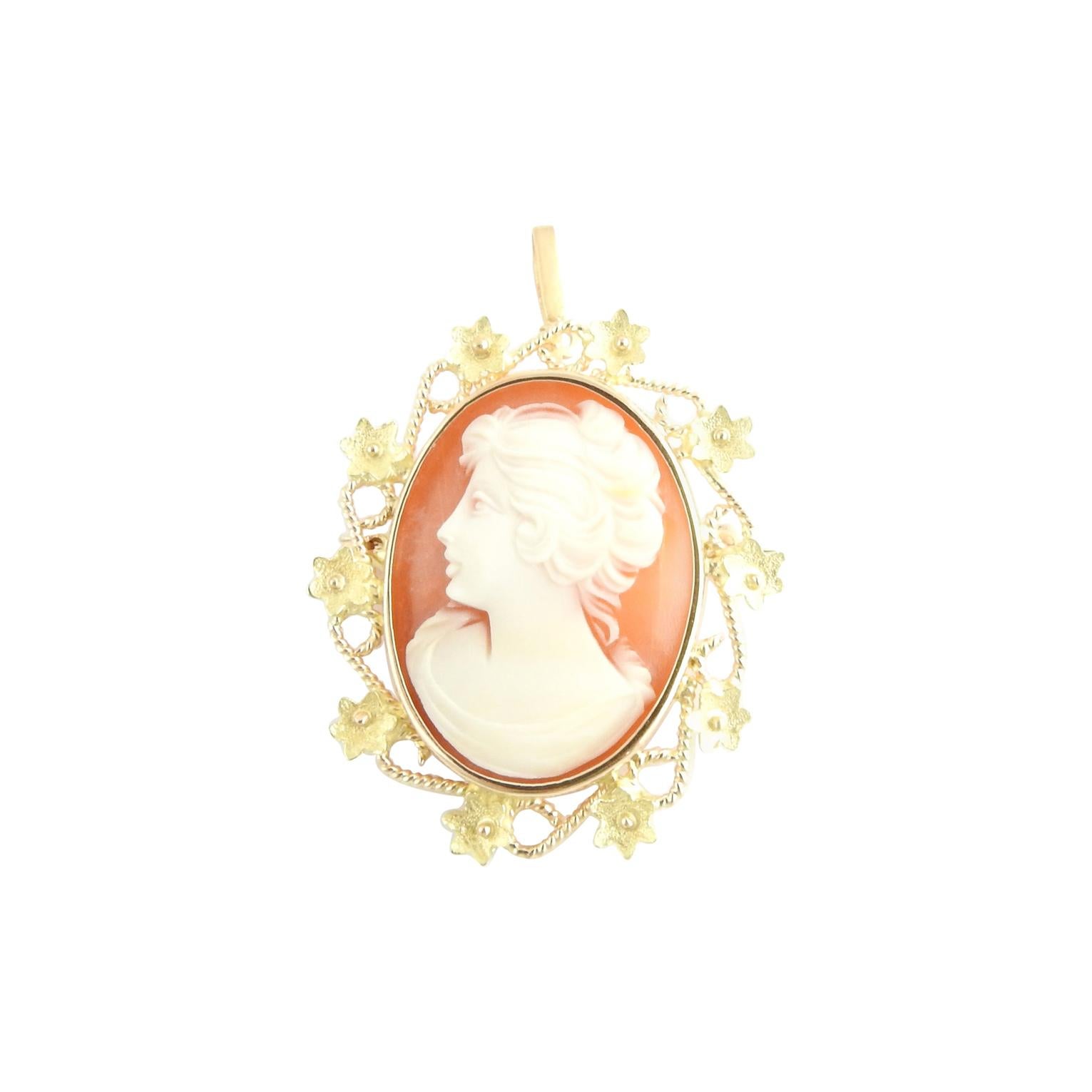 Broche/pendentif camée en or jaune 18 carats