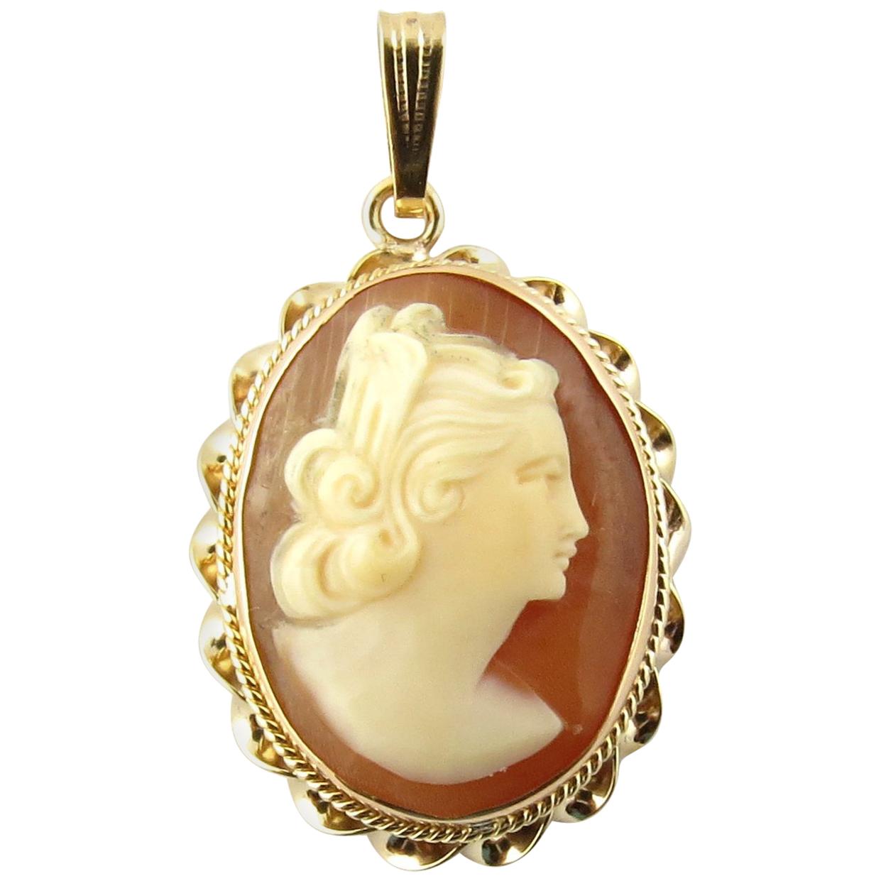 18 Karat Yellow Gold Cameo Pendant or Brooch For Sale