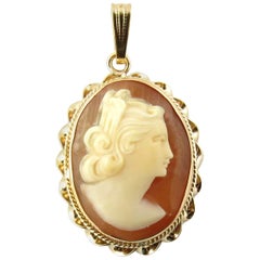 18 Karat Yellow Gold Cameo Pendant or Brooch