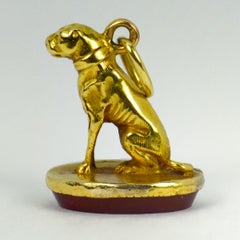 18 Karat Yellow Gold Carnelian Dog Seal Pendant