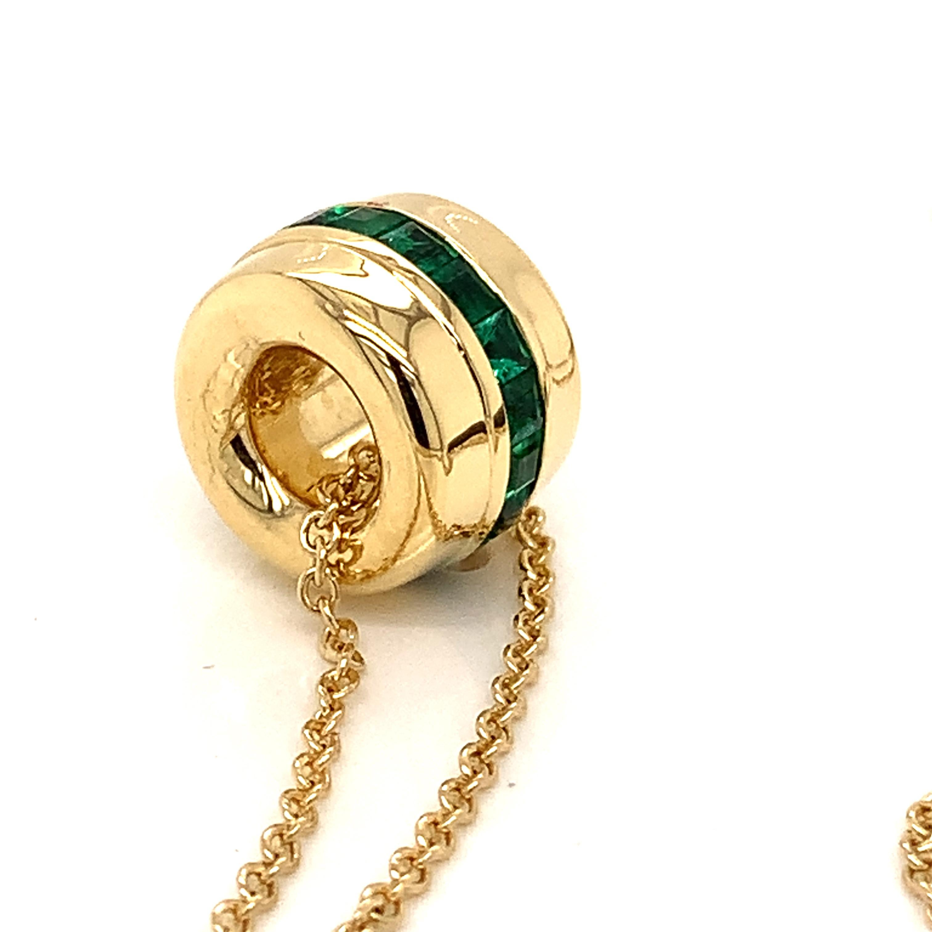 18 Karat Yellow Gold Carre Emeralds Garavelli Pendant with Chain 4